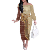 Mughal Empire Motif Unique Off The Shoulder Long Sleeve Dress