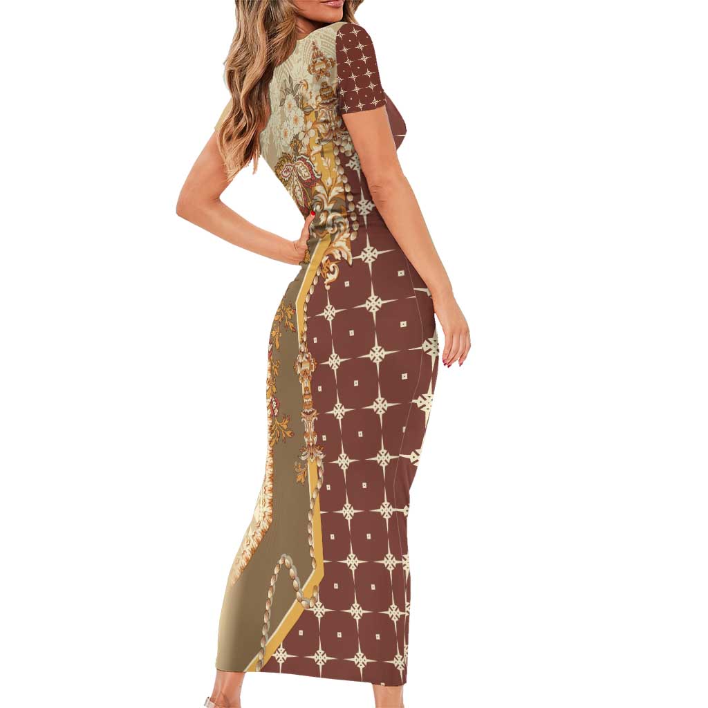 Mughal Empire Motif Unique Short Sleeve Bodycon Dress