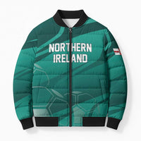 Custom Football 2026 Northern Ireland Bomber Puffer Jacket Green and White Army
