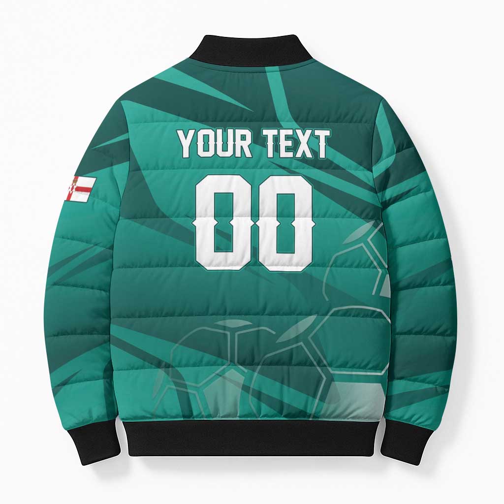 Custom Football 2026 Northern Ireland Bomber Puffer Jacket Green and White Army