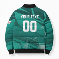 Custom Football 2026 Northern Ireland Bomber Puffer Jacket Green and White Army