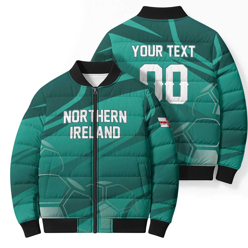 Custom Football 2026 Northern Ireland Bomber Puffer Jacket Green and White Army