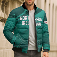 Custom Football 2026 Northern Ireland Bomber Puffer Jacket Green and White Army