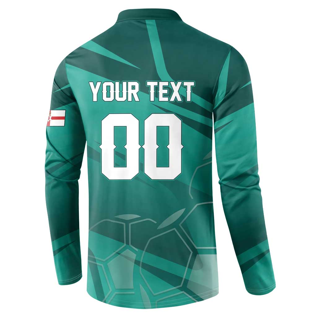 Custom Football 2026 Northern Ireland Button Sweatshirt Green and White Army