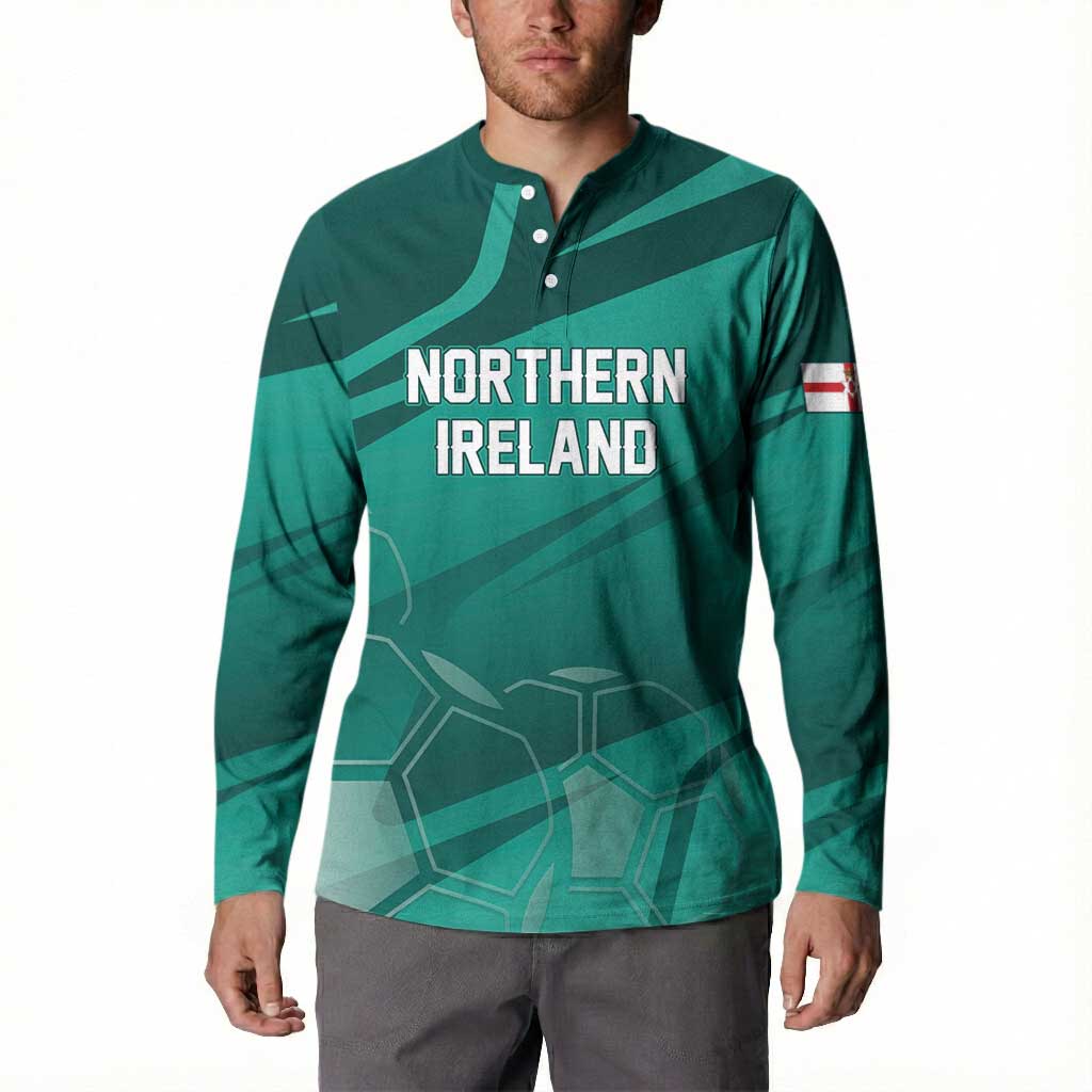 Custom Football 2026 Northern Ireland Button Sweatshirt Green and White Army