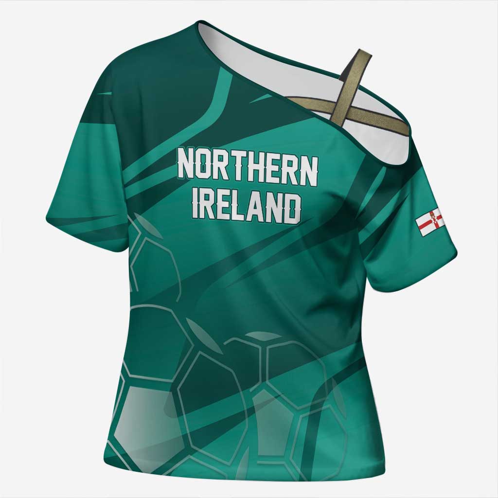 Custom Football 2026 Northern Ireland Cross Shoulder Shirt Green and White Army