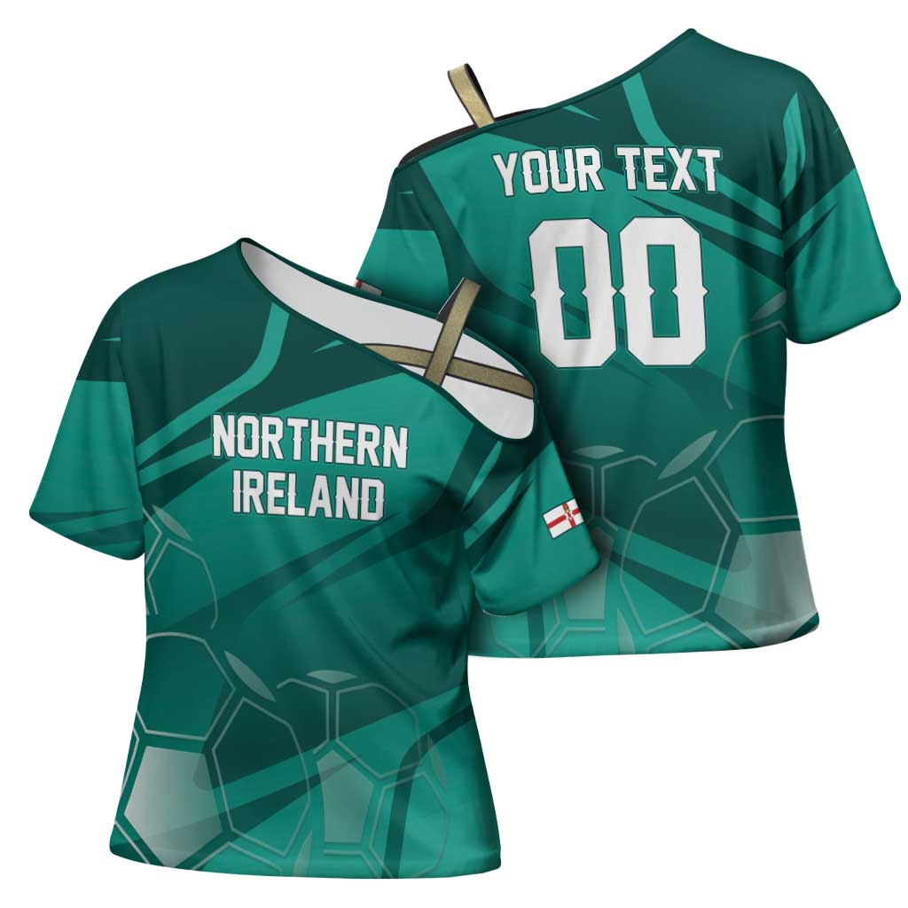 Custom Football 2026 Northern Ireland Cross Shoulder Shirt Green and White Army
