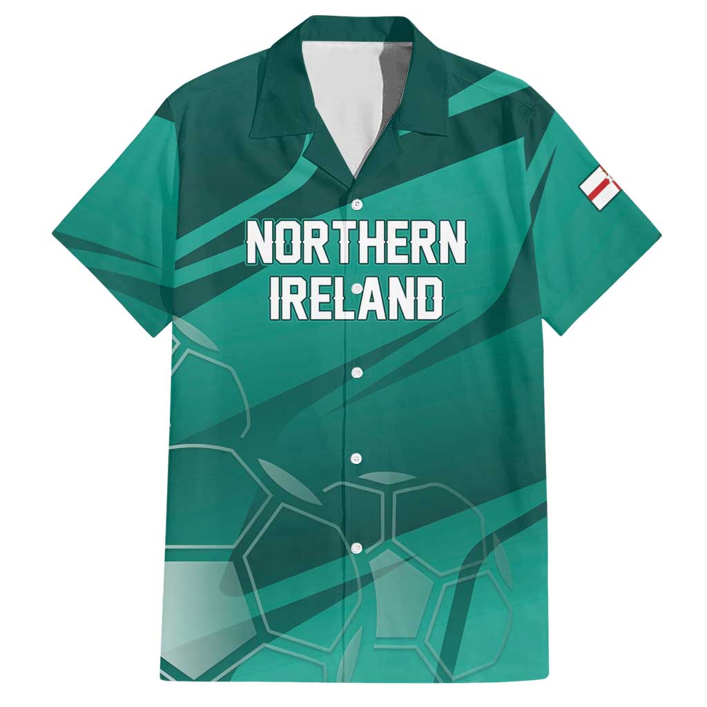 Custom Football 2026 Northern Ireland Hawaiian Shirt Green and White Army