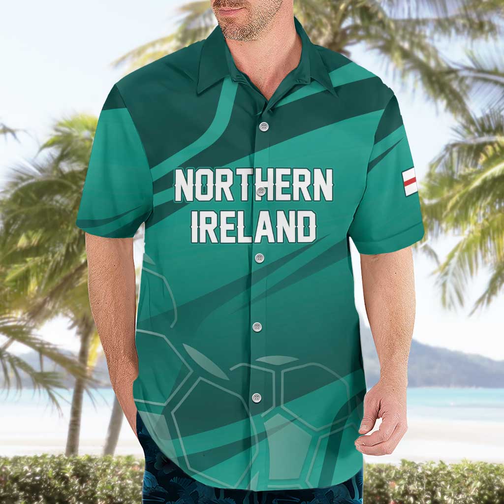Custom Football 2026 Northern Ireland Hawaiian Shirt Green and White Army