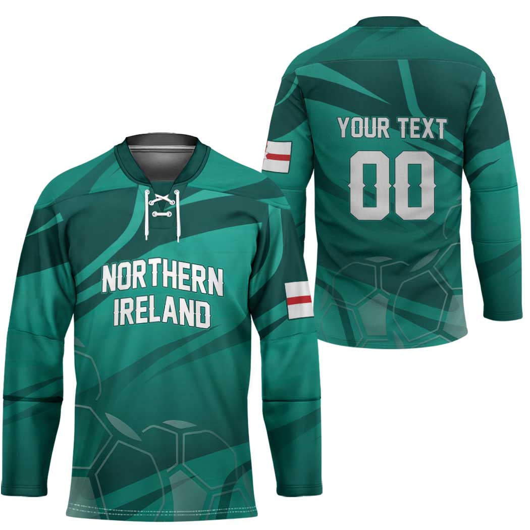 Custom Football 2026 Northern Ireland Hockey Jersey Green and White Army