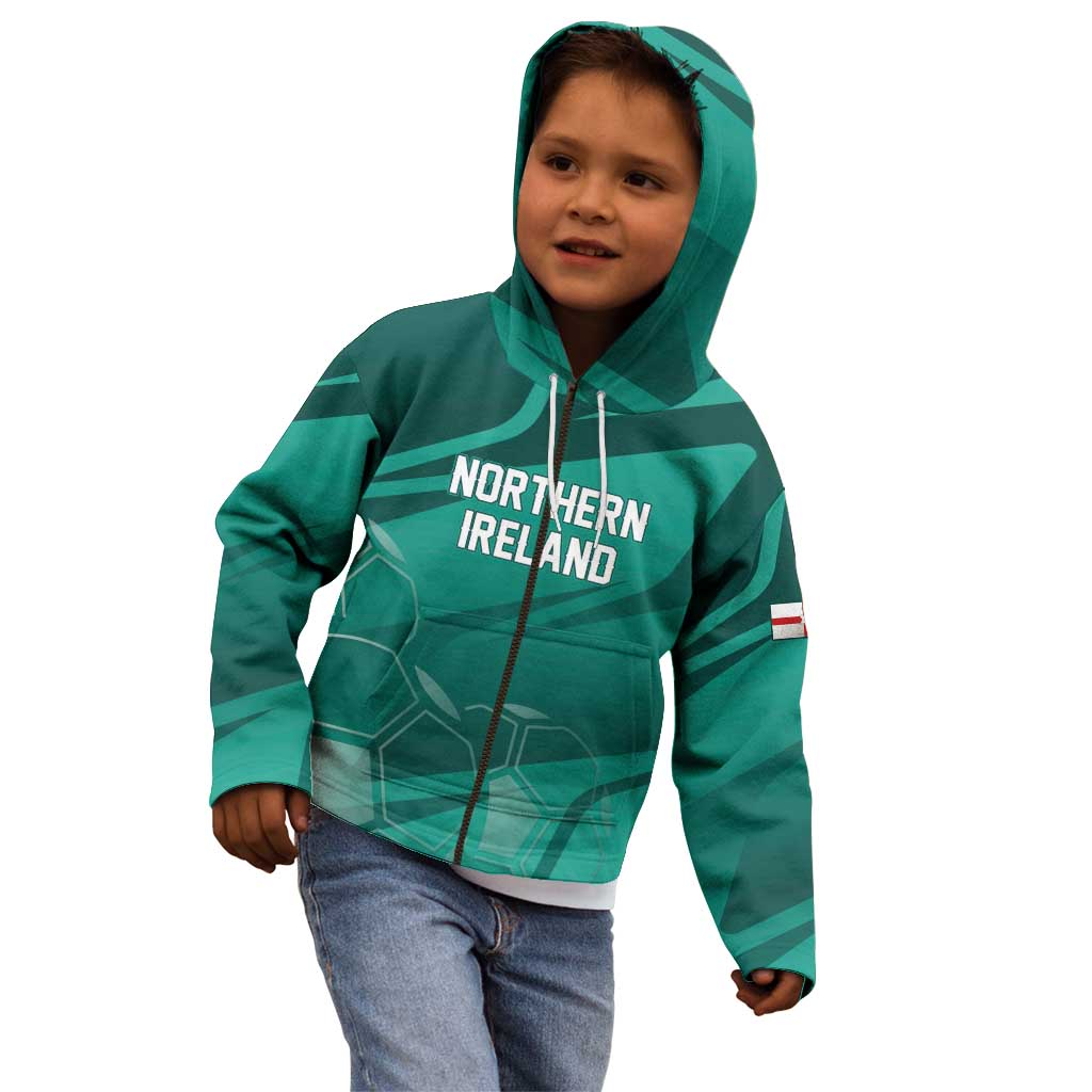 Custom Football 2026 Northern Ireland Kid Hoodie Green and White Army