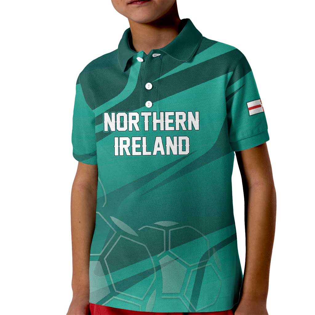 Custom Football 2026 Northern Ireland Kid Polo Shirt Green and White Army