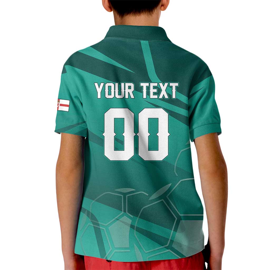 Custom Football 2026 Northern Ireland Kid Polo Shirt Green and White Army