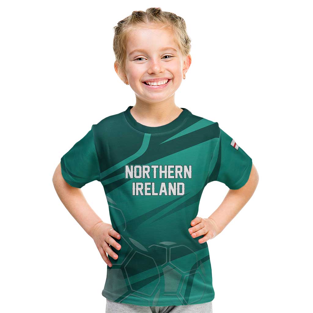 Custom Football 2026 Northern Ireland Kid T Shirt Green and White Army