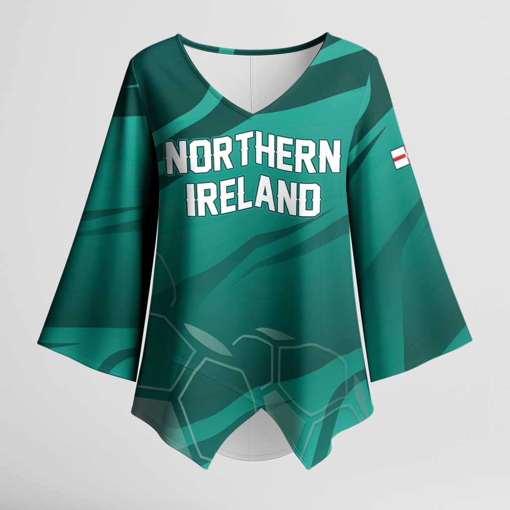 Custom Football 2026 Northern Ireland Kimono Sleeve Blouse Green and White Army