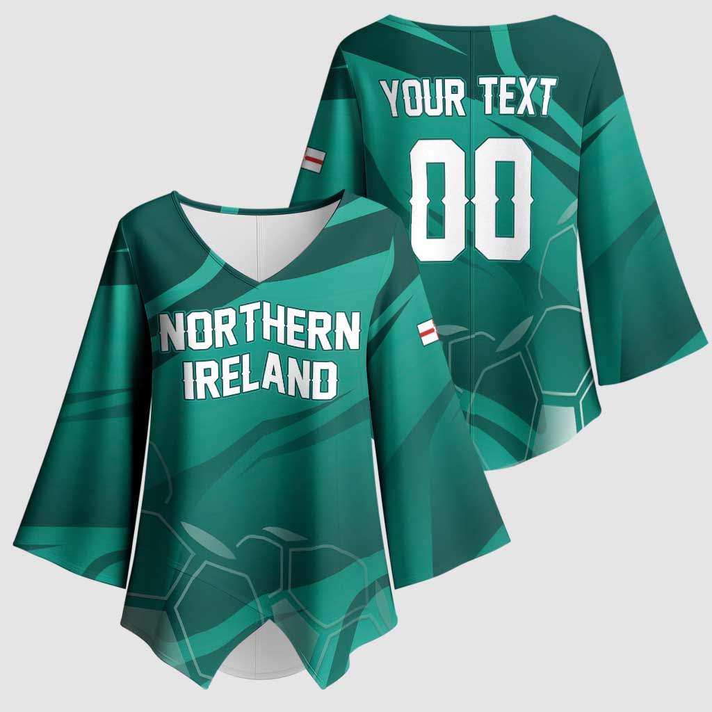 Custom Football 2026 Northern Ireland Kimono Sleeve Blouse Green and White Army