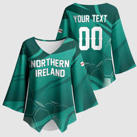 Custom Football 2026 Northern Ireland Kimono Sleeve Blouse Green and White Army
