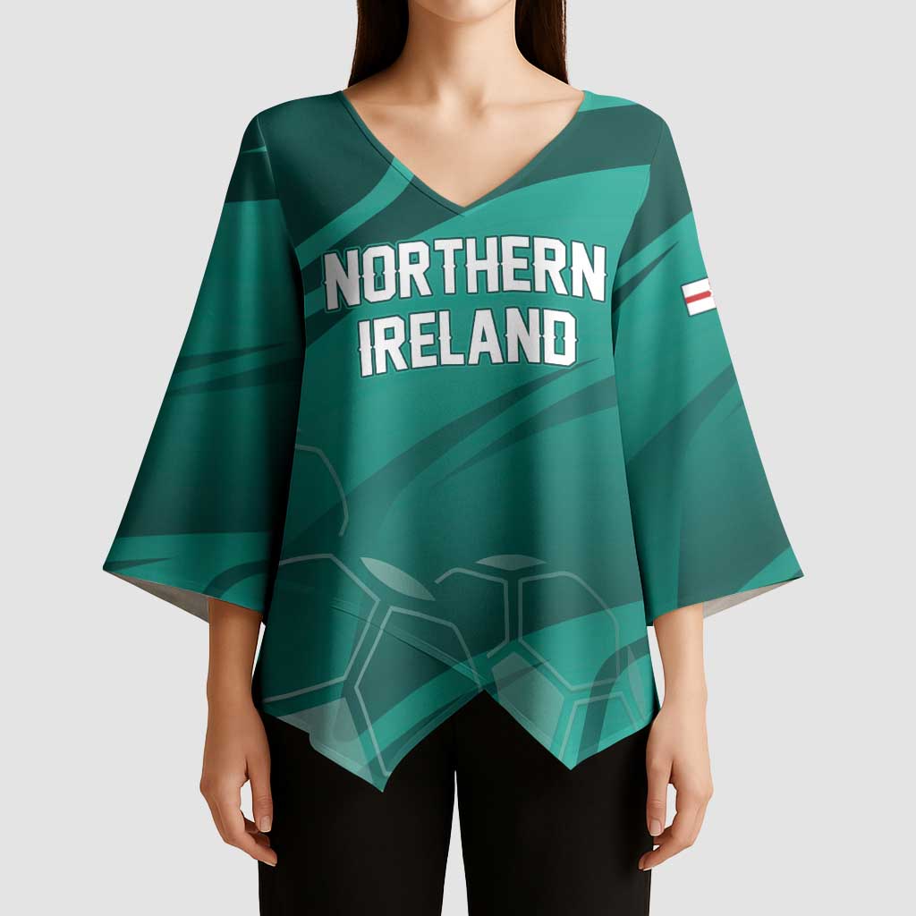 Custom Football 2026 Northern Ireland Kimono Sleeve Blouse Green and White Army