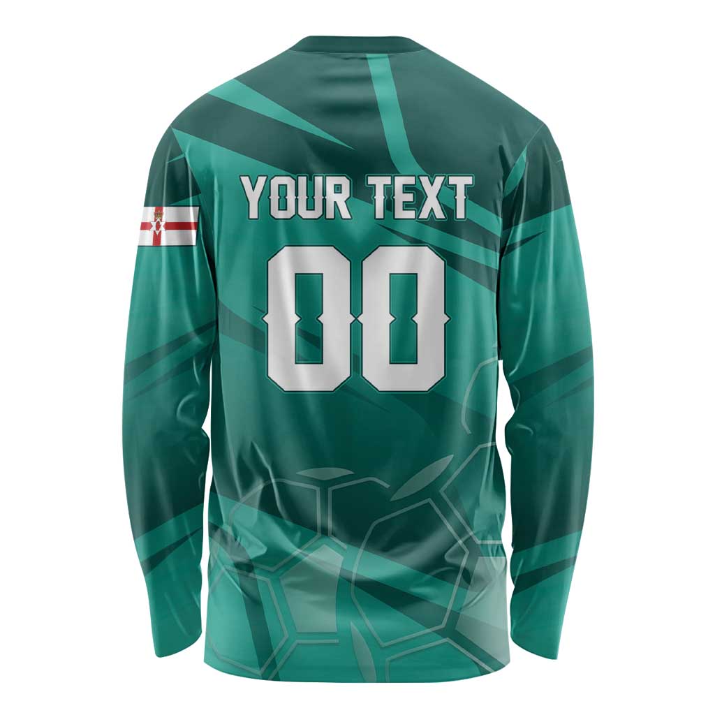 Custom Football 2026 Northern Ireland Long Sleeve Shirt Green and White Army