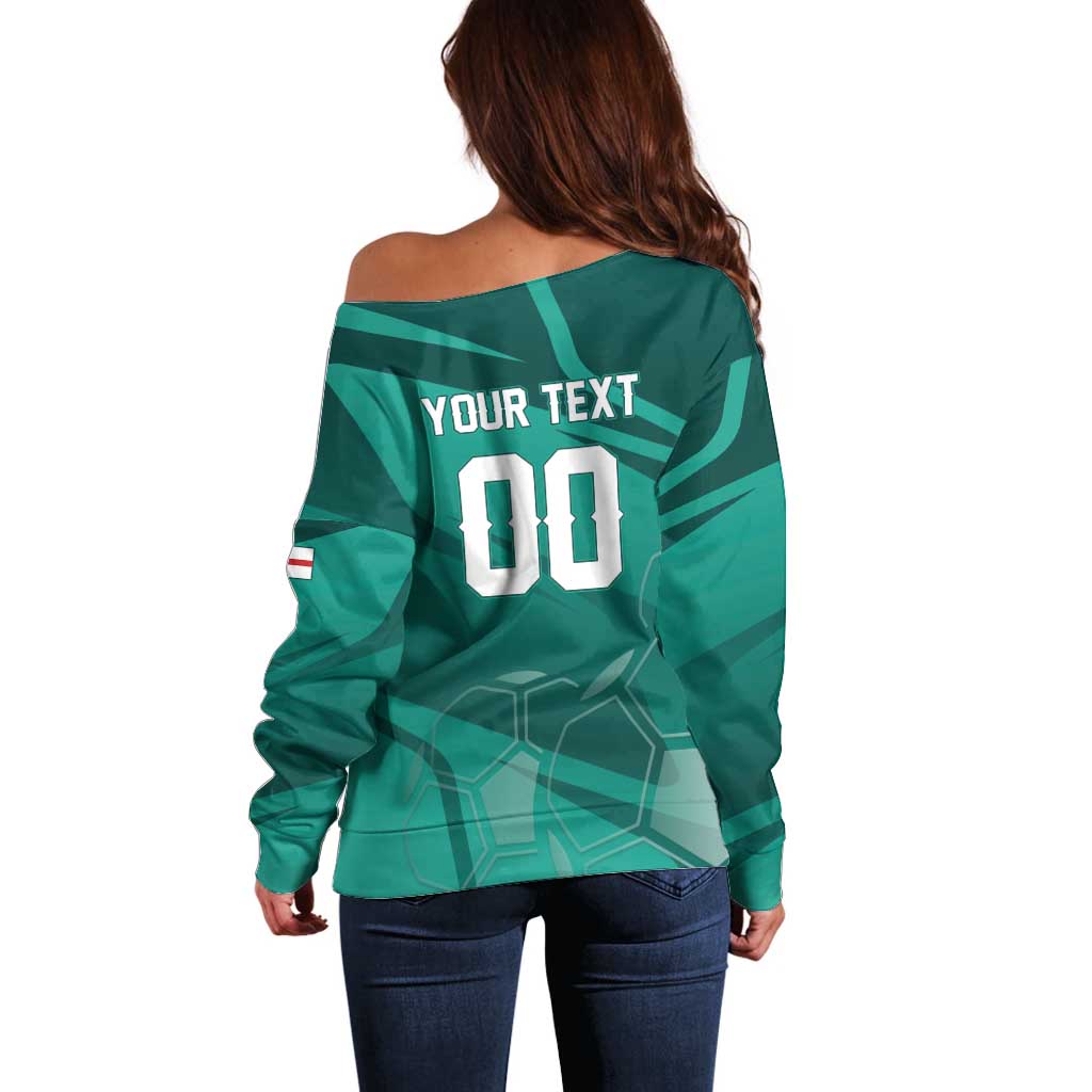 Custom Football 2026 Northern Ireland Off Shoulder Sweater Green and White Army
