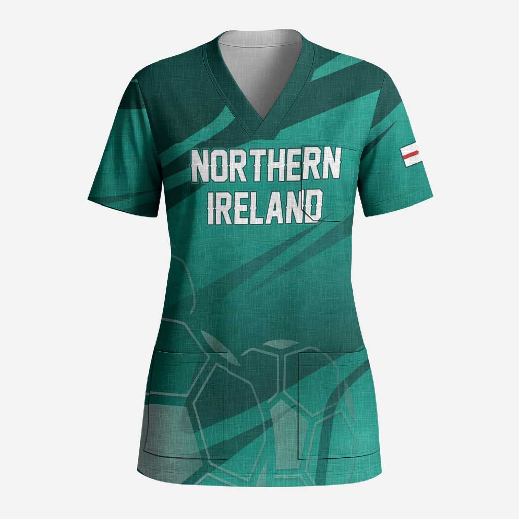 Custom Football 2026 Northern Ireland Scrub Top Green and White Army
