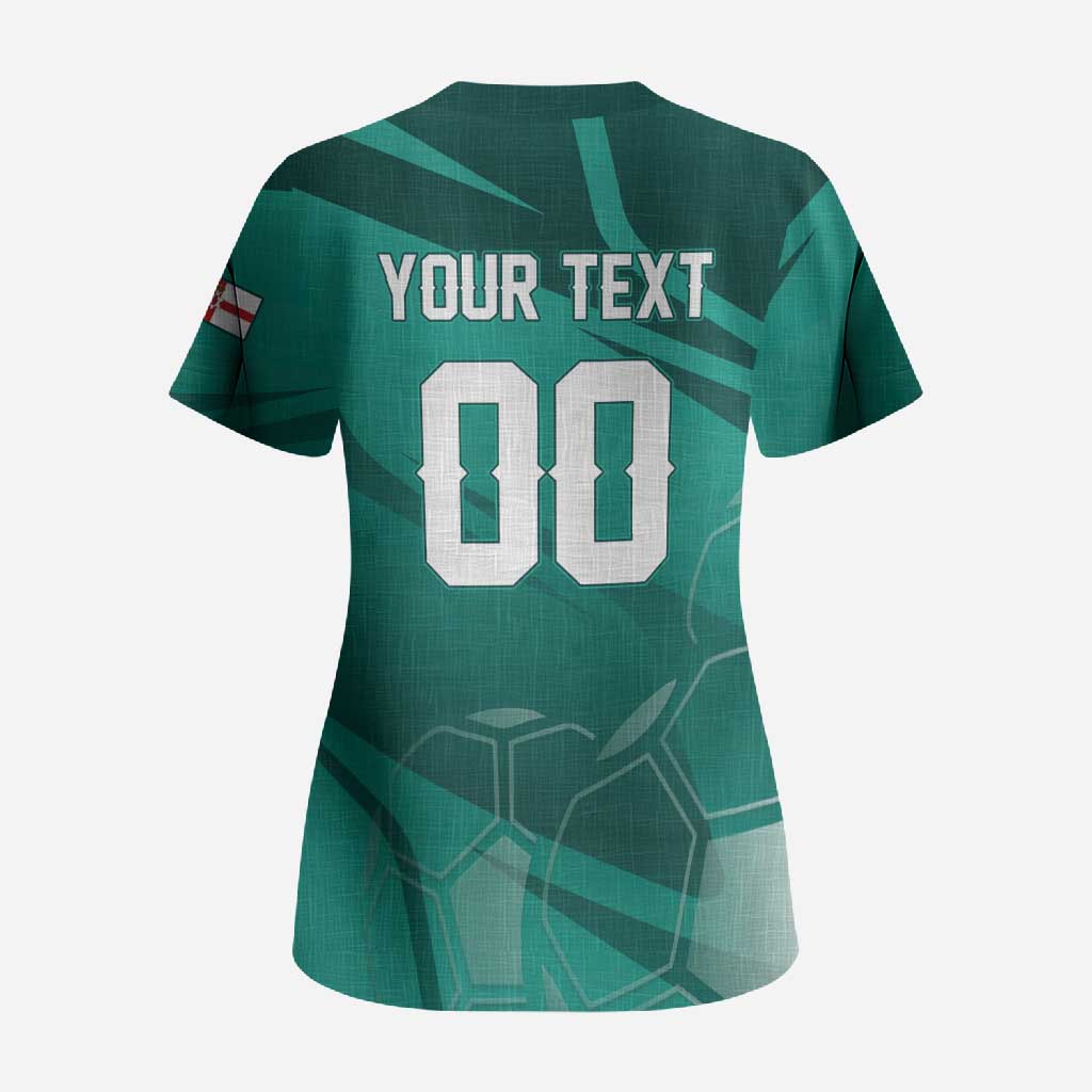 Custom Football 2026 Northern Ireland Scrub Top Green and White Army