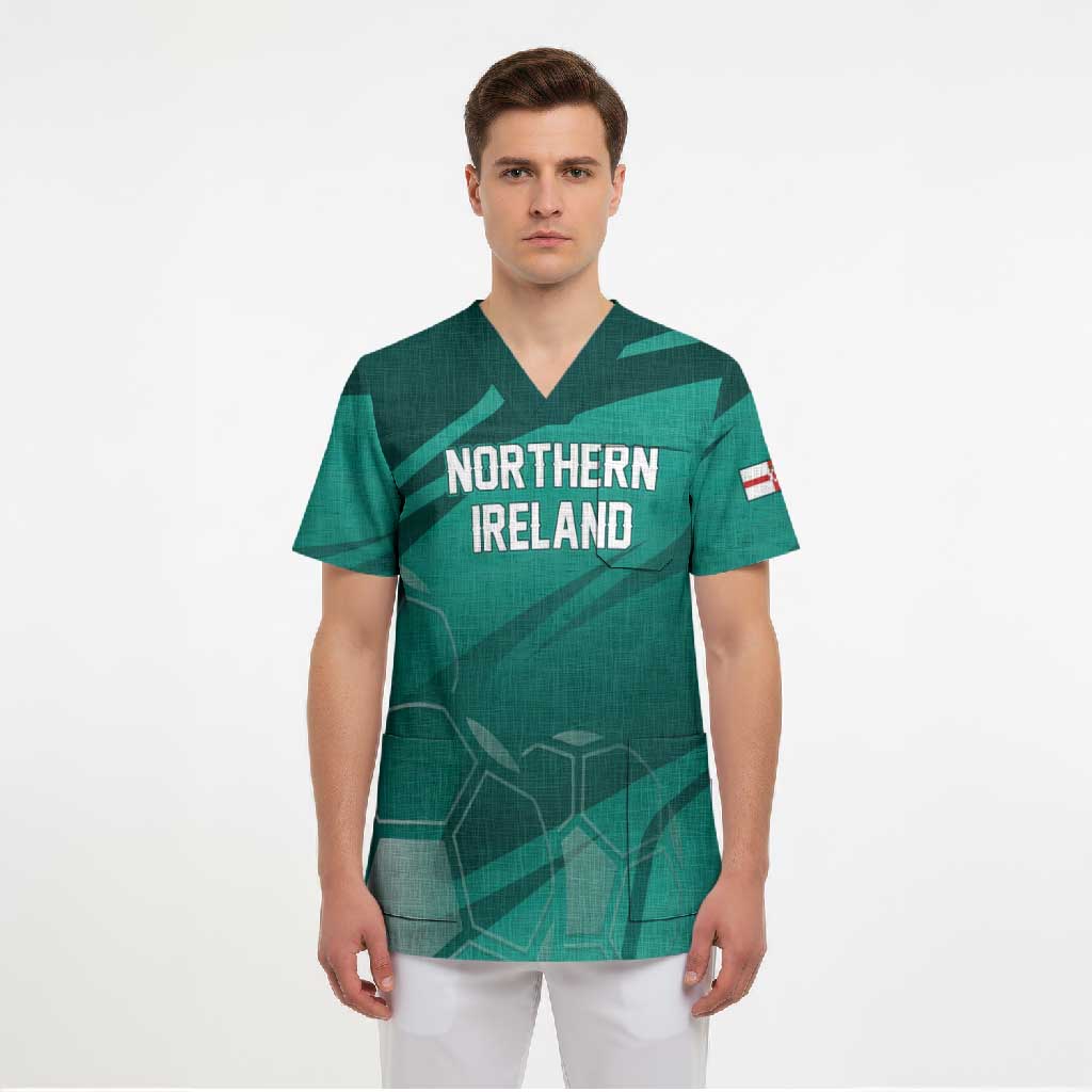 Custom Football 2026 Northern Ireland Scrub Top Green and White Army