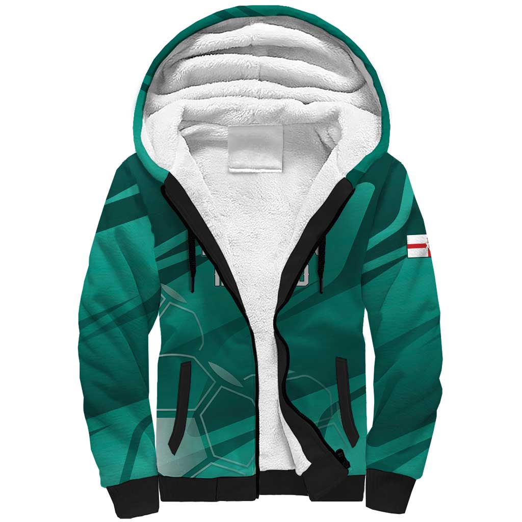 Custom Football 2026 Northern Ireland Sherpa Hoodie Green and White Army