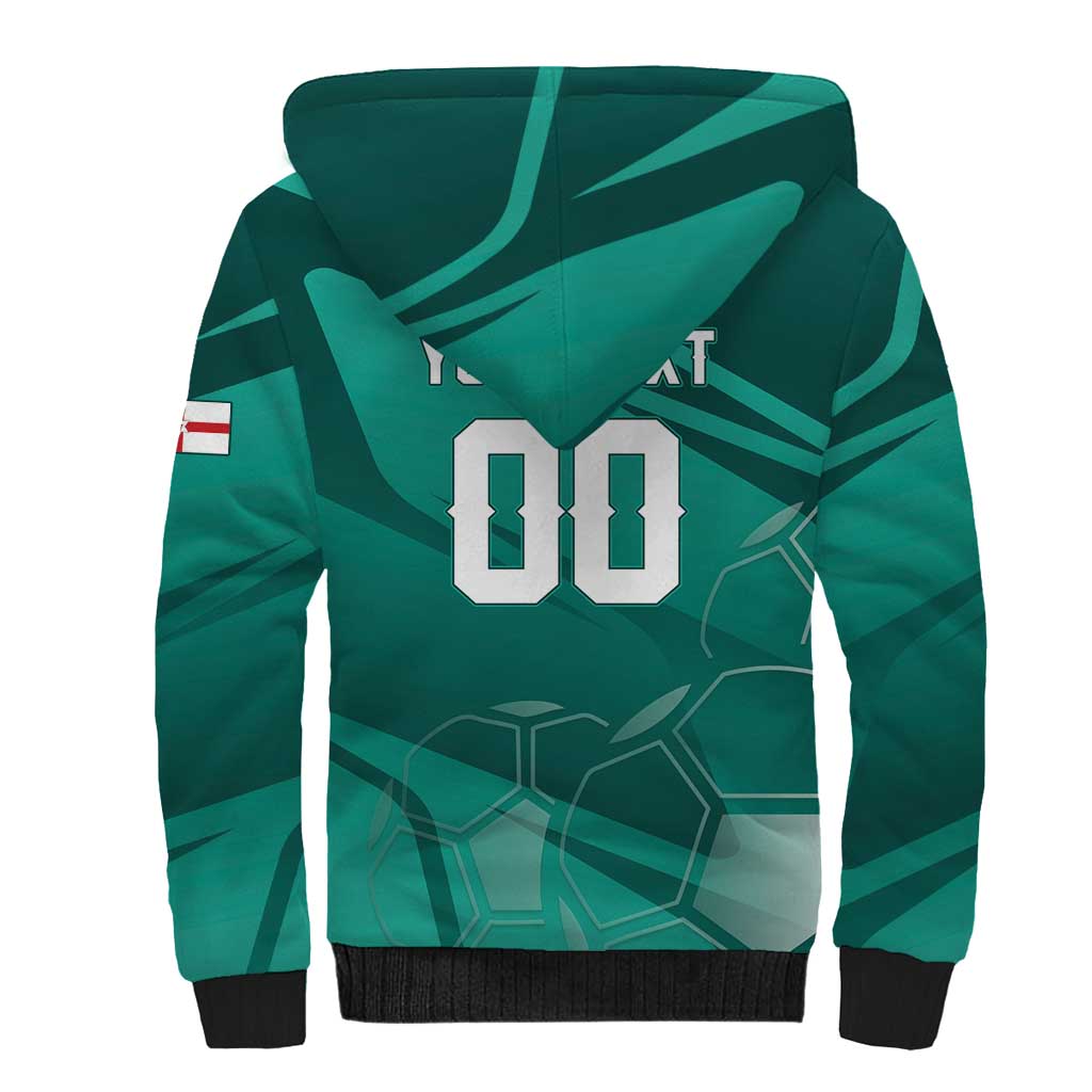 Custom Football 2026 Northern Ireland Sherpa Hoodie Green and White Army