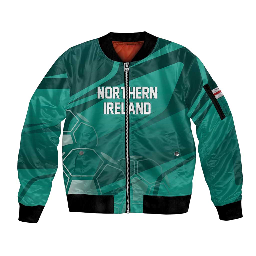 Custom Football 2026 Northern Ireland Sleeve Zip Bomber Jacket Green and White Army