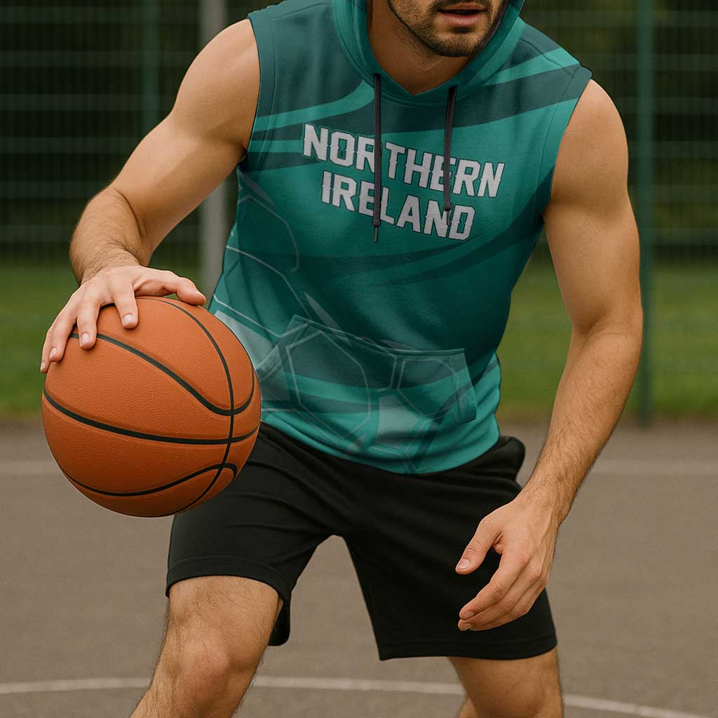Custom Football 2026 Northern Ireland Sleeveless Hoodie Green and White Army