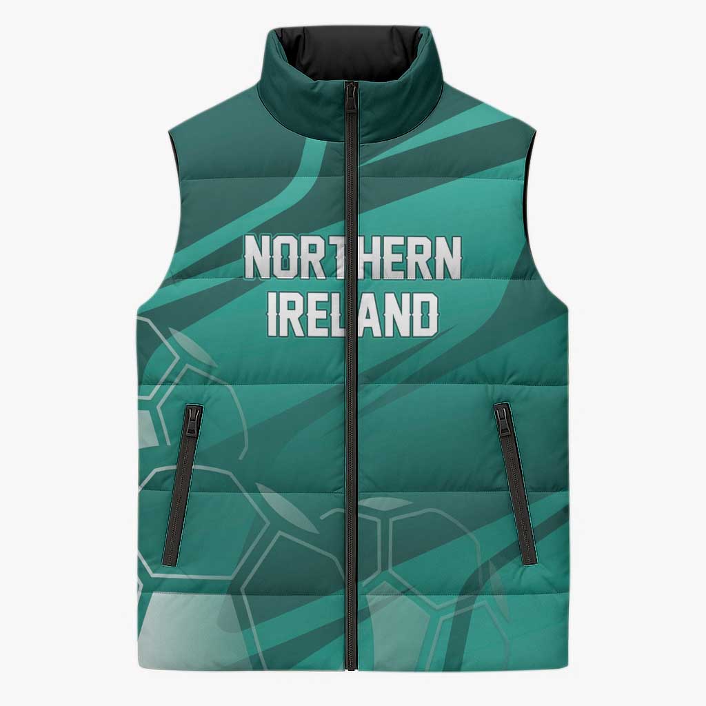 Custom Football 2026 Northern Ireland Sleeveless Puffer Jacket Green and White Army