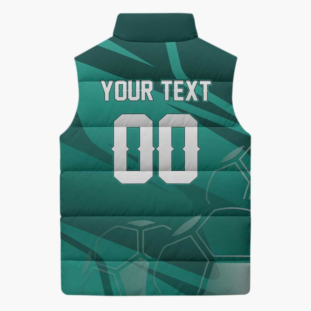 Custom Football 2026 Northern Ireland Sleeveless Puffer Jacket Green and White Army