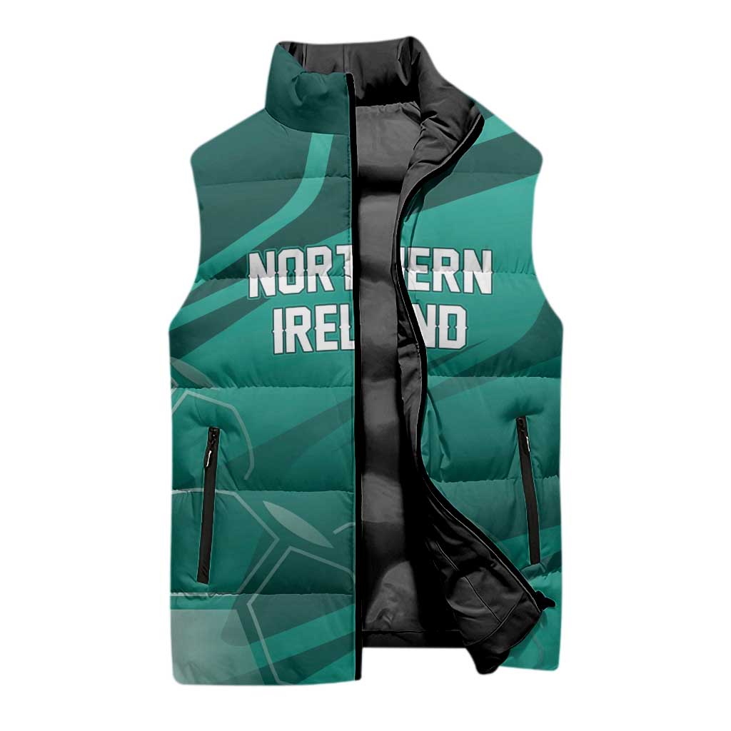 Custom Football 2026 Northern Ireland Sleeveless Puffer Jacket Green and White Army