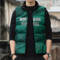 Custom Football 2026 Northern Ireland Sleeveless Puffer Jacket Green and White Army