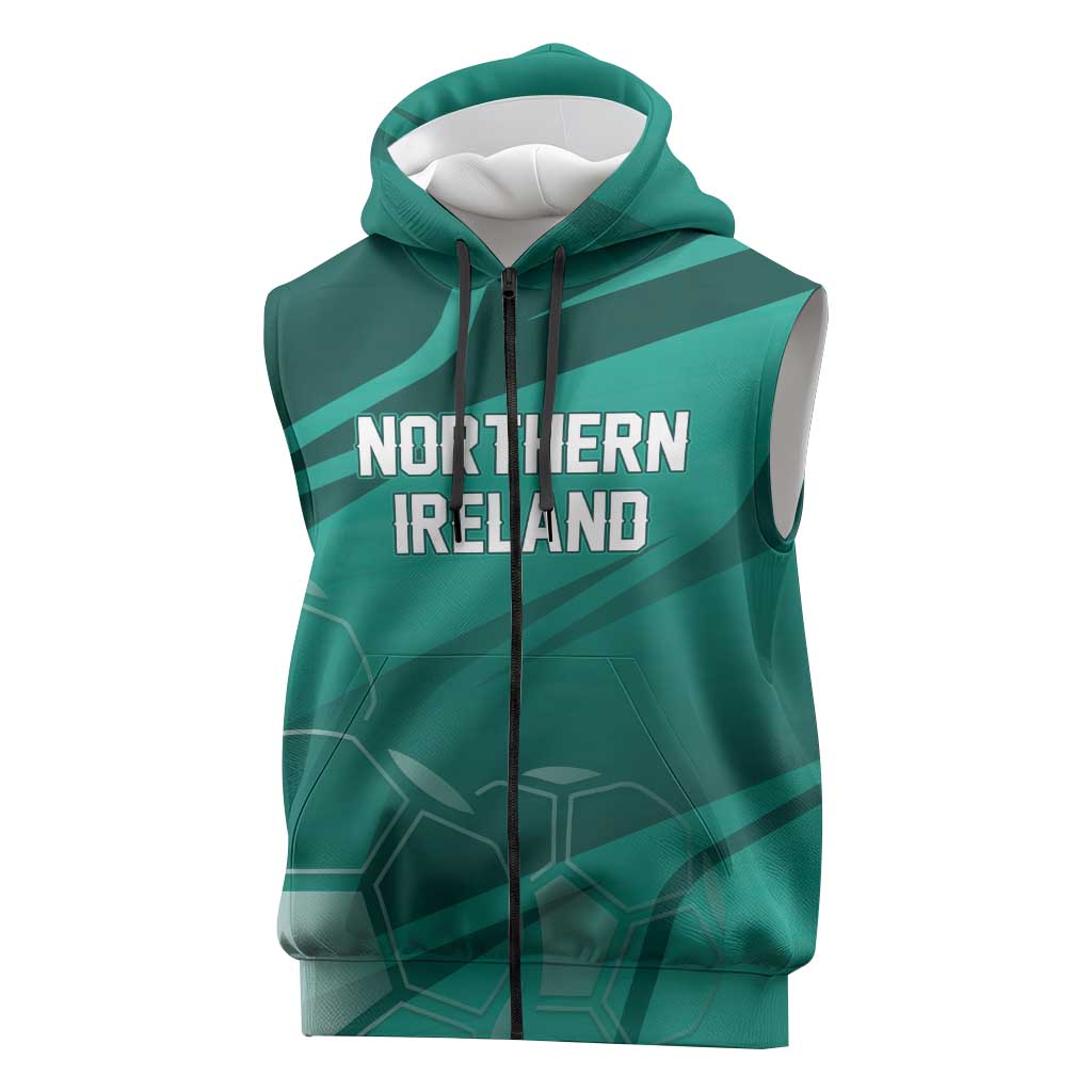 Custom Football 2026 Northern Ireland Sleeveless Zip Hoodie Green and White Army