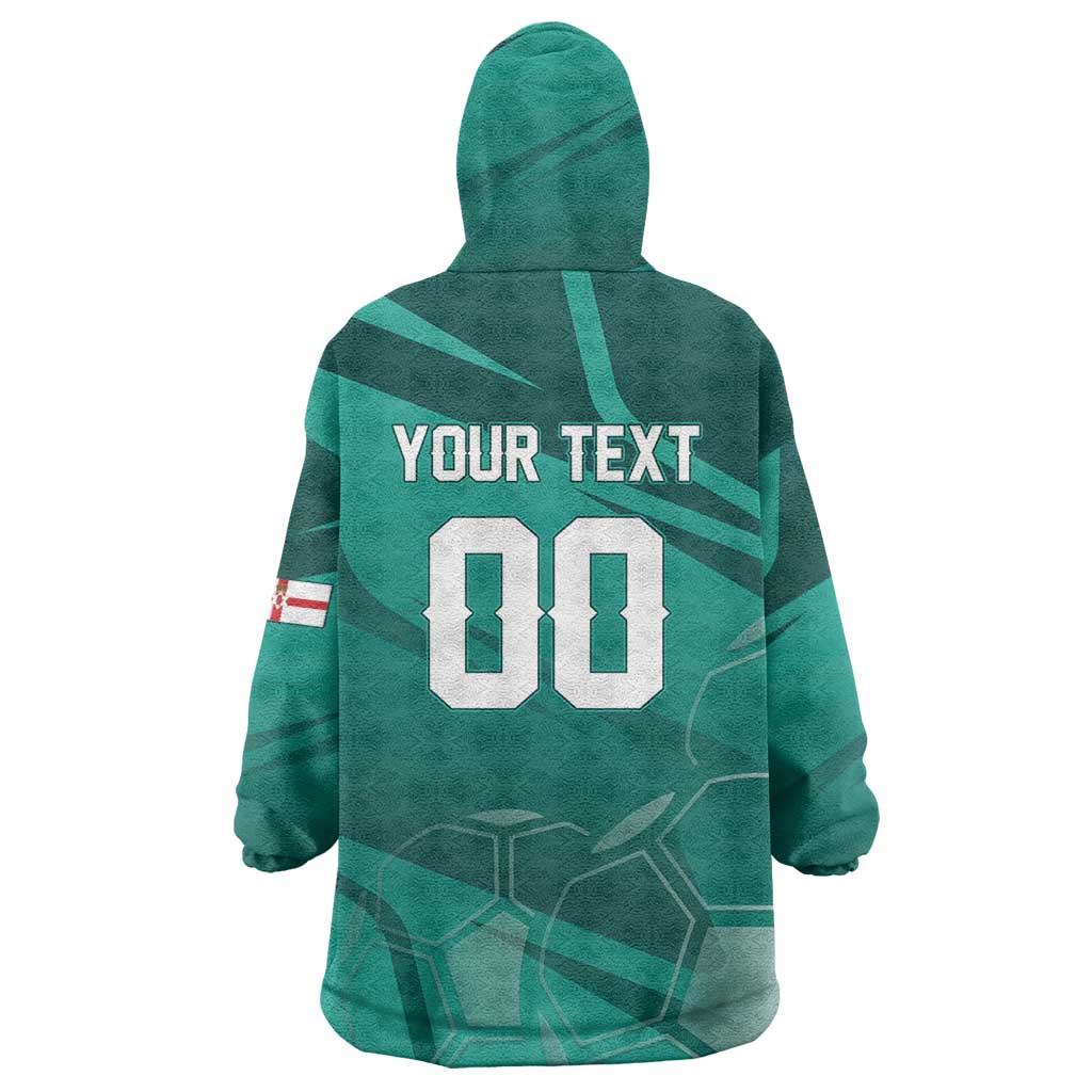 Custom Football 2026 Northern Ireland Wearable Blanket Hoodie Green and White Army