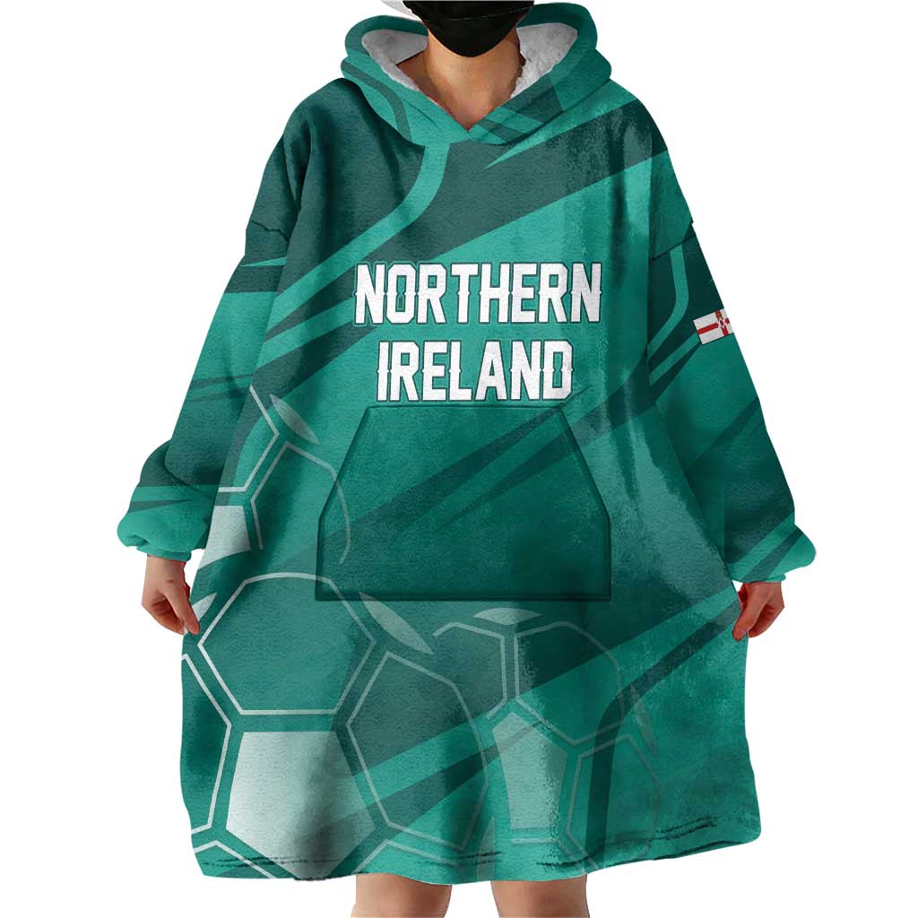 Custom Football 2026 Northern Ireland Wearable Blanket Hoodie Green and White Army