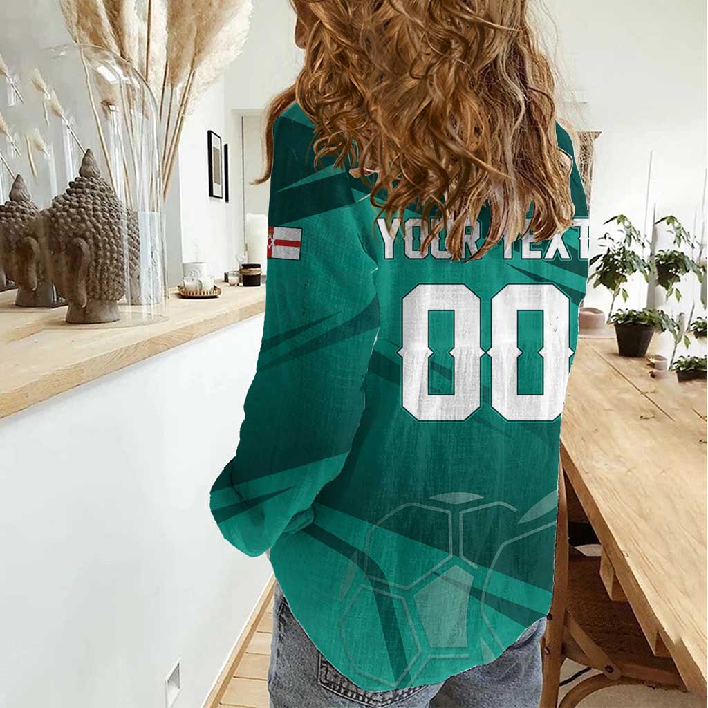 Custom Football 2026 Northern Ireland Women Casual Shirt Green and White Army