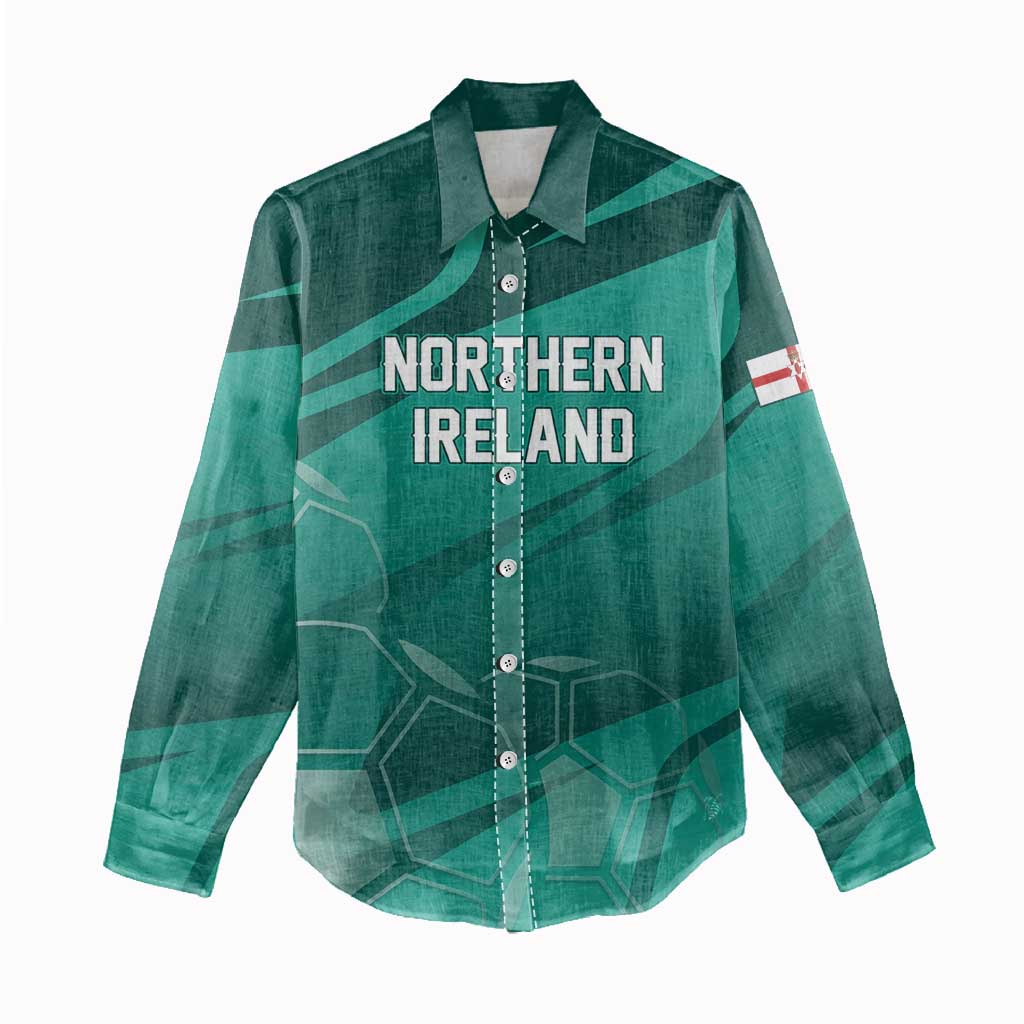 Custom Football 2026 Northern Ireland Women Casual Shirt Green and White Army