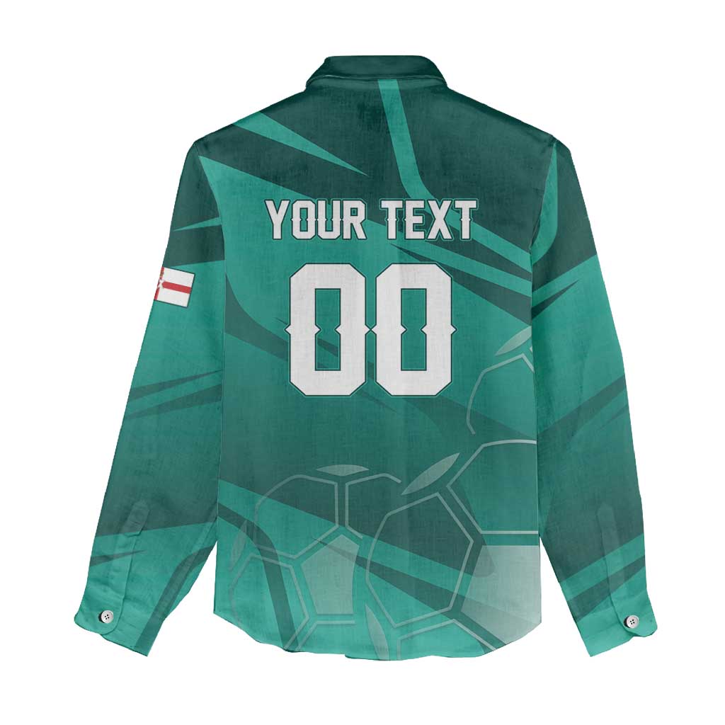 Custom Football 2026 Northern Ireland Women Casual Shirt Green and White Army