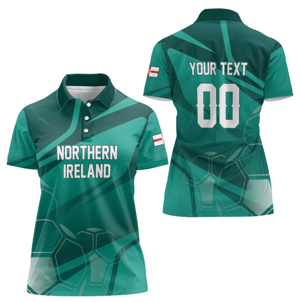 Custom Football 2026 Northern Ireland Women Polo Shirt Green and White Army