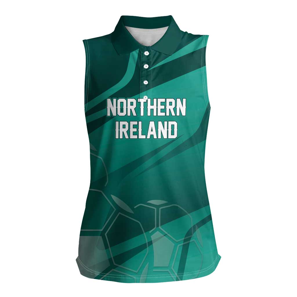 Custom Football 2026 Northern Ireland Women Sleeveless Polo Shirt Green and White Army