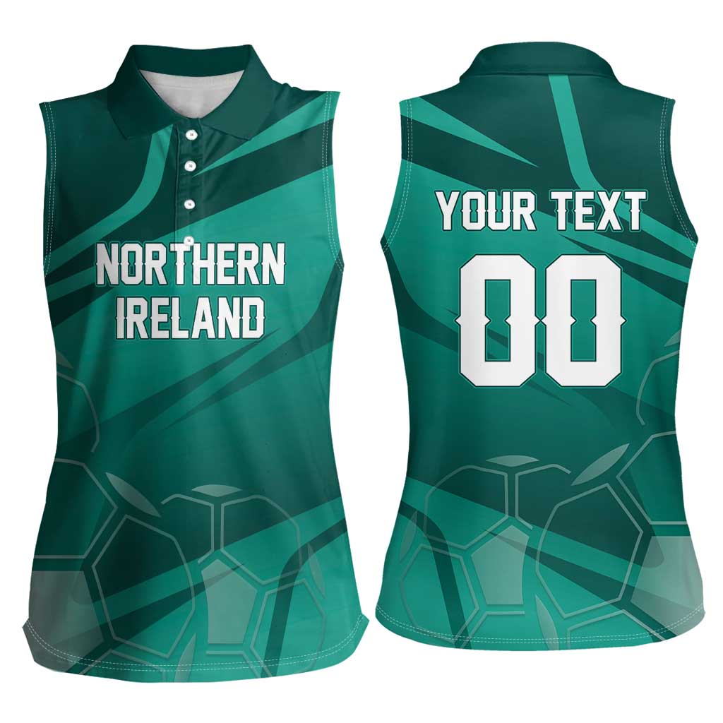 Custom Football 2026 Northern Ireland Women Sleeveless Polo Shirt Green and White Army