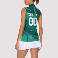 Custom Football 2026 Northern Ireland Women Sleeveless Polo Shirt Green and White Army