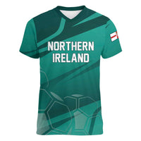 Custom Football 2026 Northern Ireland Women V-Neck T-Shirt Green and White Army