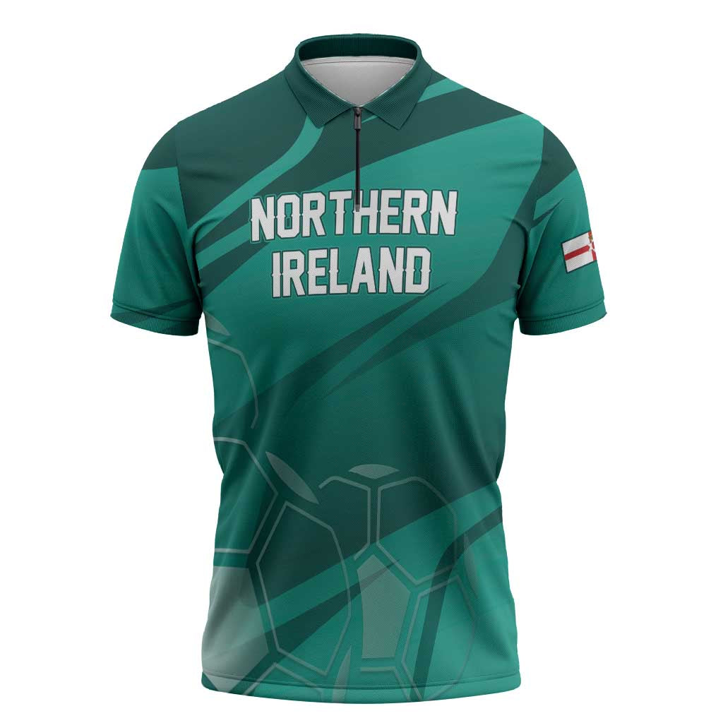 Custom Football 2026 Northern Ireland Zipper Polo Shirt Green and White Army
