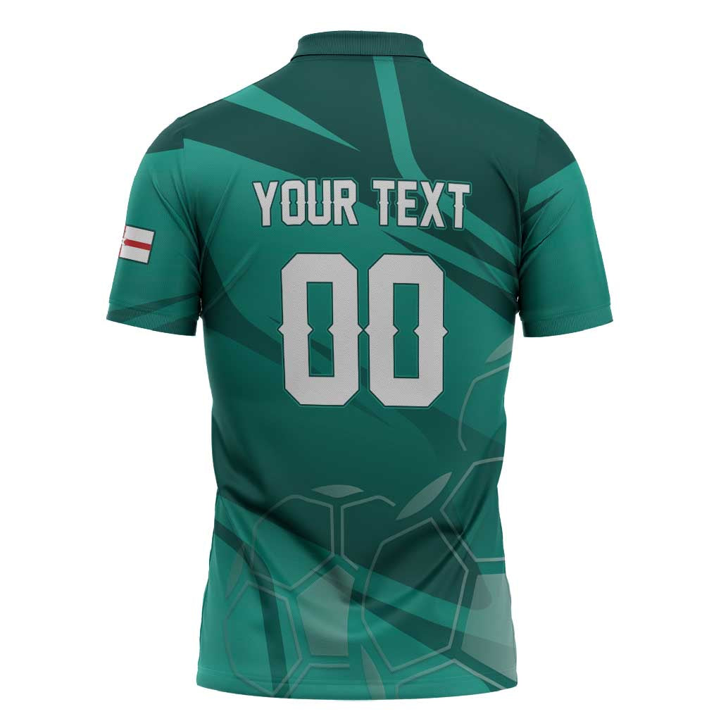 Custom Football 2026 Northern Ireland Zipper Polo Shirt Green and White Army