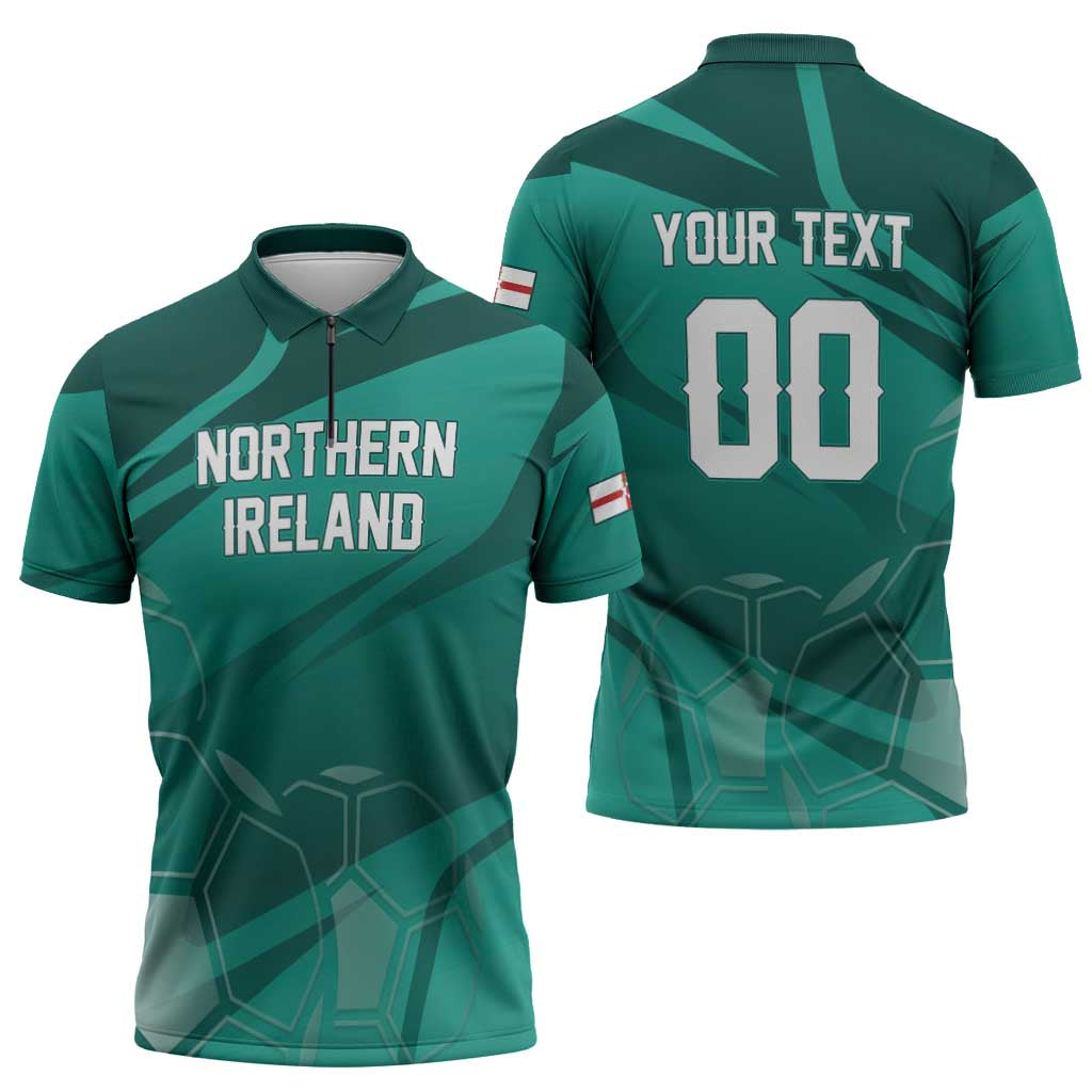 Custom Football 2026 Northern Ireland Zipper Polo Shirt Green and White Army