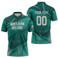 Custom Football 2026 Northern Ireland Zipper Polo Shirt Green and White Army